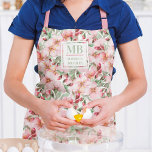 Tablier Nom du monogramme Aquarelle de la fleur de cerisie<br><div class="desc">Ce design moderne présente une aquarelle joliment rose fleurs de cerisier. Personnalisez avec votre monogramme et votre nom en éditant le texte dans la zone de texte fournie #personalisé #personalizedcadeaux #monogram #monogrammed #initial #cadeaux #personnaldons #tabliers #cuisine #maison #école #travail #tropical #floral #giftsforgirls #giftsforher</div>