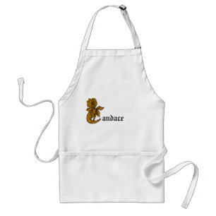 Tablier Nom du monogramme C Peine d'or Appron floral