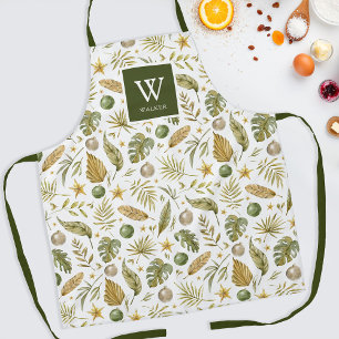 Tablier Nom du monogramme de Noël tropical