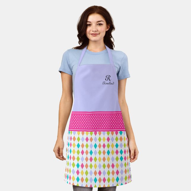 Tablier Nom du monogramme Motif diamant coloré (Porté)