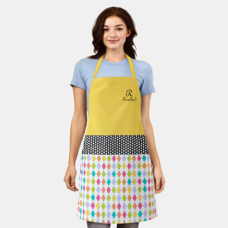 Tablier Nom du monogramme Motif diamant coloré