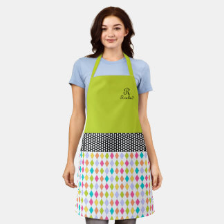 Tablier Nom du monogramme Motif diamant coloré