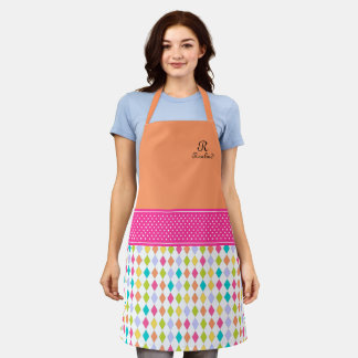Tablier Nom du monogramme Motif diamant coloré