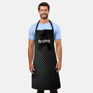 Tablier Nom du monogramme personnalisé Texture noire et bl