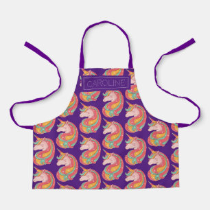 Tablier Nom du Motif de la licorne mignonne violet