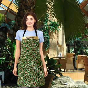 Tablier Nom du motif du léopard vert émeraude