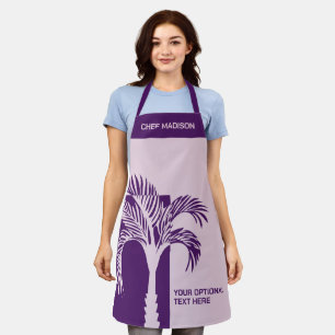 Tablier Nom et texte personnalisés Arbre à palmiers tropic