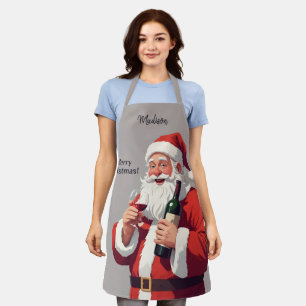 Tablier Nom et texte personnalisés Drôle Drunk Père Noël
