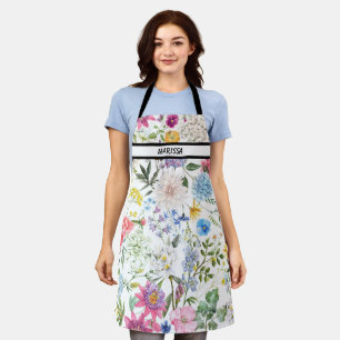 Tablier Nom floral mou moderne personnalisable