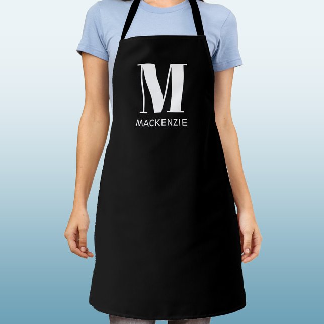 Tablier Nom initial du monogramme (Modern monogram initial personalized minimalist apron)