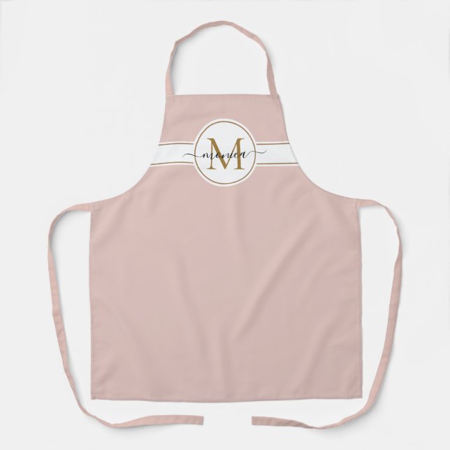 Tablier Nom monogramme minimal en or rose pâle (Recto)