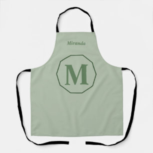 Tablier Nom monogramme minimaliste Sage Green personnalis