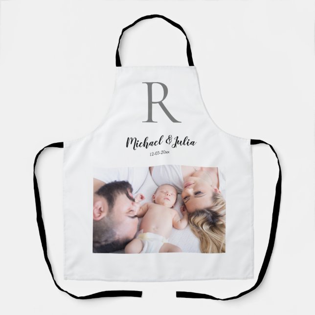 Tablier nom monogramme simple personnalisé premier noël  (Recto)