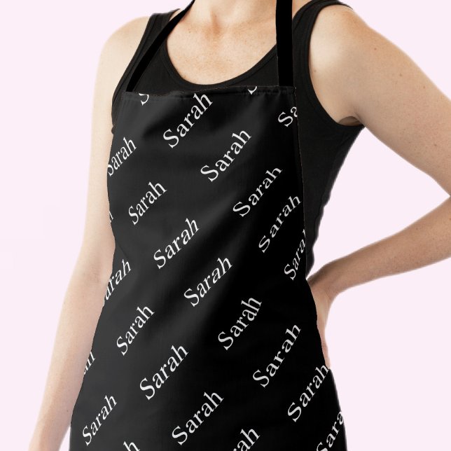 Tablier Nom ou Motif de mot en cours de répétition noir et (Créateur téléchargé)