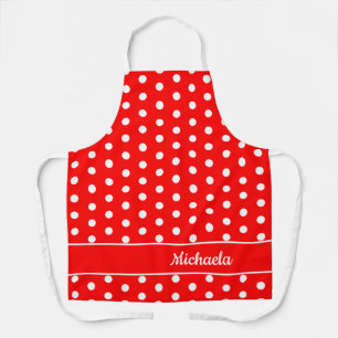 Tablier Nom personnalisable de l'Motif Retro Red Polka Dot