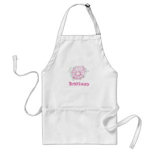 Tablier Nom personnalisé Apron, fleur marguerite fuchsia