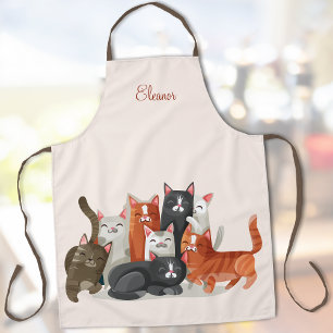 Tablier Nom personnalisé avec illustration de chats mignon