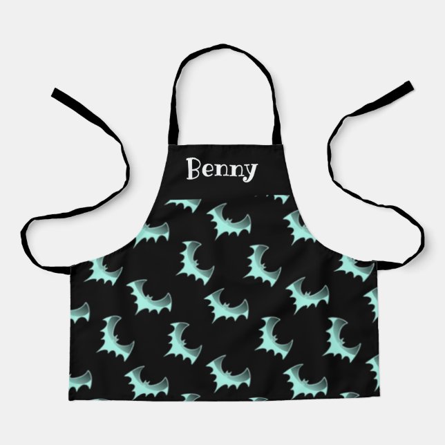 Tablier Nom personnalisé Bats bleus (Recto)