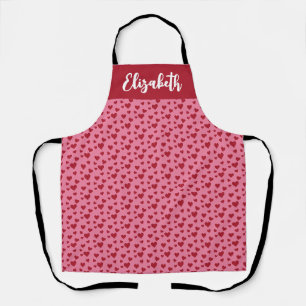 Tablier Nom personnalisé Bright Valentine Hearts partout I