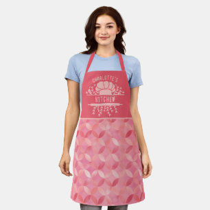 Tablier Nom personnalisé Cuisine pour femmes Motif rose