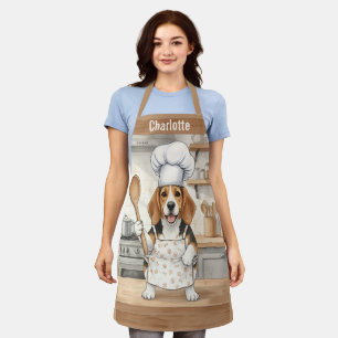 Tablier Nom personnalisé Cuisinier Beagle Chien Chef