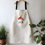 Tablier Nom personnalisé de l'écrevisse à coque rouge<br><div class="desc">Illustration de langouste à la coque avec tablier de nom personnalisé. Des cadeaux adorables !</div>
