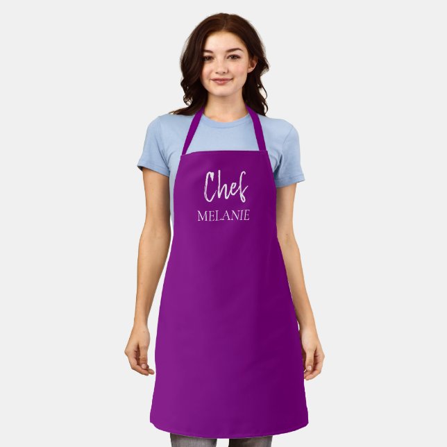Tablier Nom personnalisé du chef Purple moderne (Porté)