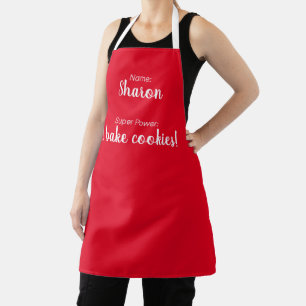 Tablier Nom Personnalisé Et Rouge Super Puissance