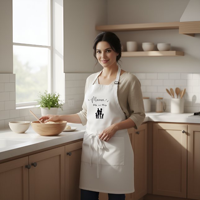 Tablier Nom personnalisé Famille Silhouette Cadeau pour ma (Créateur téléchargé)