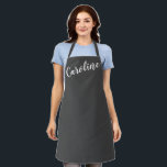 Tablier Nom personnalisé Gras noir minimaliste moderne<br><div class="desc">Tablier simple avec design personnalisé moderne et élégant en noir et blanc.</div>