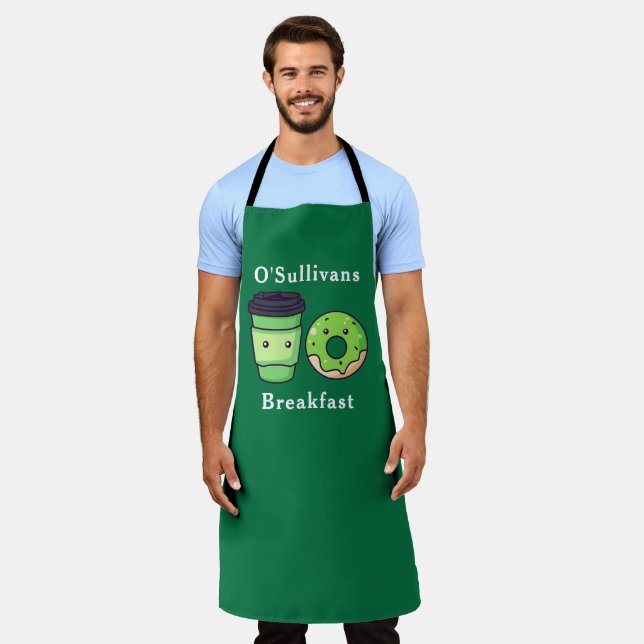 Tablier Nom personnalisé Green Irish Breakfast Apron (Porté)