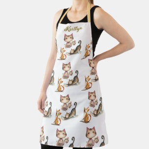 Tablier Nom personnalisé Happy Cats the Lady Apron