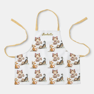 Tablier Nom personnalisé Happy Cats Young Lady Apron