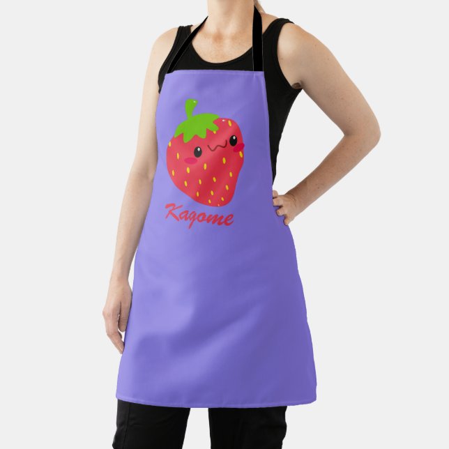 Tablier Nom personnalisé Kawaii fraise Apron fin (Insitu)