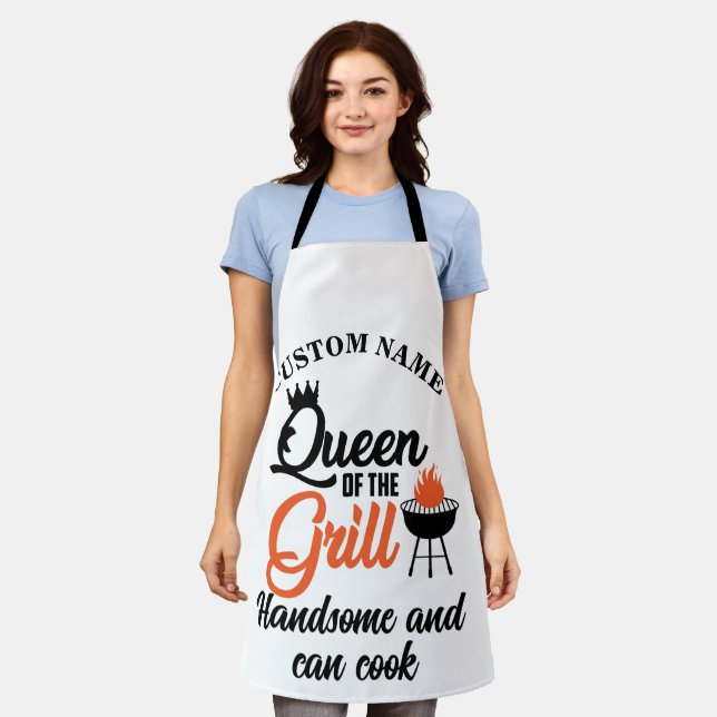 Tablier Nom personnalisé La reine du chef grill (Porté)