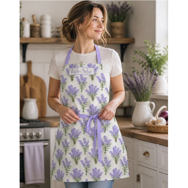 Tablier Nom personnalisé Lavande de Provence (Créateur téléchargé)