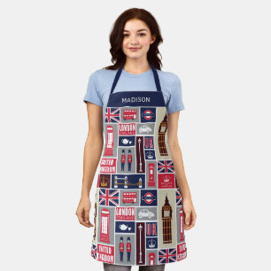 Tablier Nom personnalisé Londres Royaume-Uni Icônes