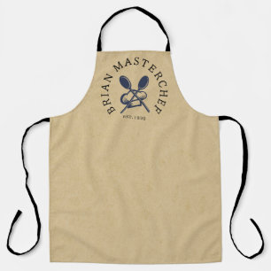 Tablier Nom personnalisé Maître cuisinier kraft brun rusti