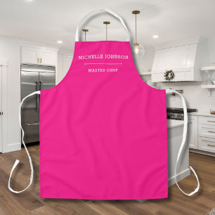 Tablier Nom personnalisé Master Chef Bright Pink & White A