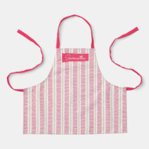 Nom personnalisé mignon rose rayé Filles Apron