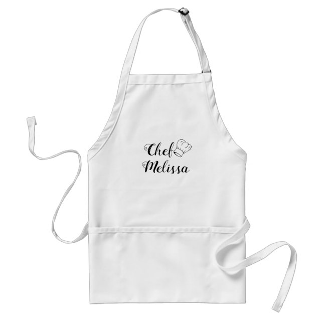Tablier Nom personnalisé Modern Script Chef Cook Pour elle (Devant)