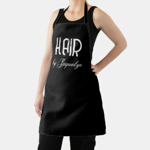 Tablier Nom personnalisé moderne noir coiffeur Apron