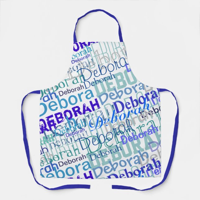 Tablier nom personnalisé motif bleu (Recto)