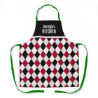 Nom personnalisé motif diamant arlequin noir rouge