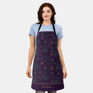 Tablier Nom personnalisé motif floral coloré