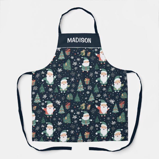 Tablier Nom personnalisé Noël Père Noël (Recto)