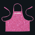 Tablier Nom personnalisé Paillettes Rose Chaude Rétro<br><div class="desc">Tabliers Nom personnalisé Paillettes Rose Chaude Rétro</div>