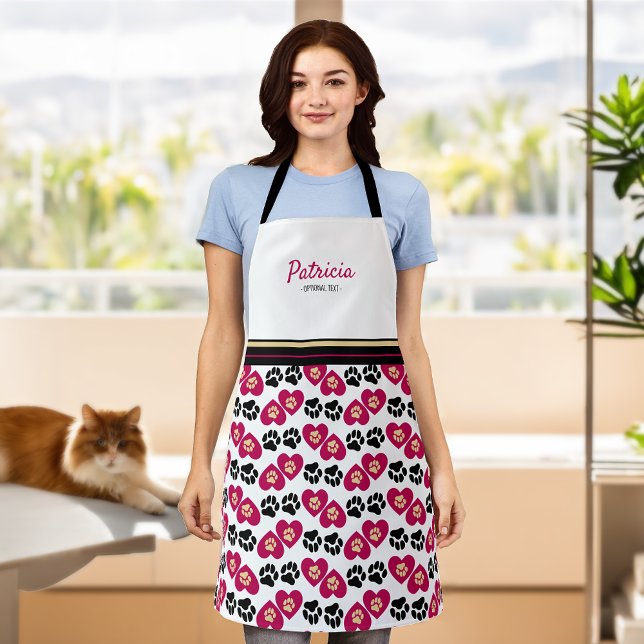 Tablier Nom personnalisé Paw-some Apron Empreinte de patte (Pet-Care in Style: Paw-some Personalized Paw Print Apron 🐶🐱)