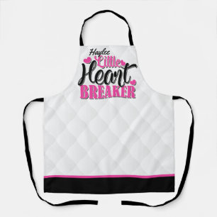 Tablier Nom personnalisé Pink Little Heart Breaker
