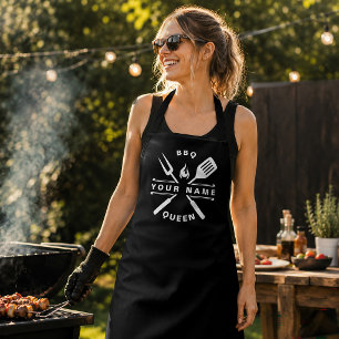 Tablier Nom personnalisé Reine du BBQ Maman